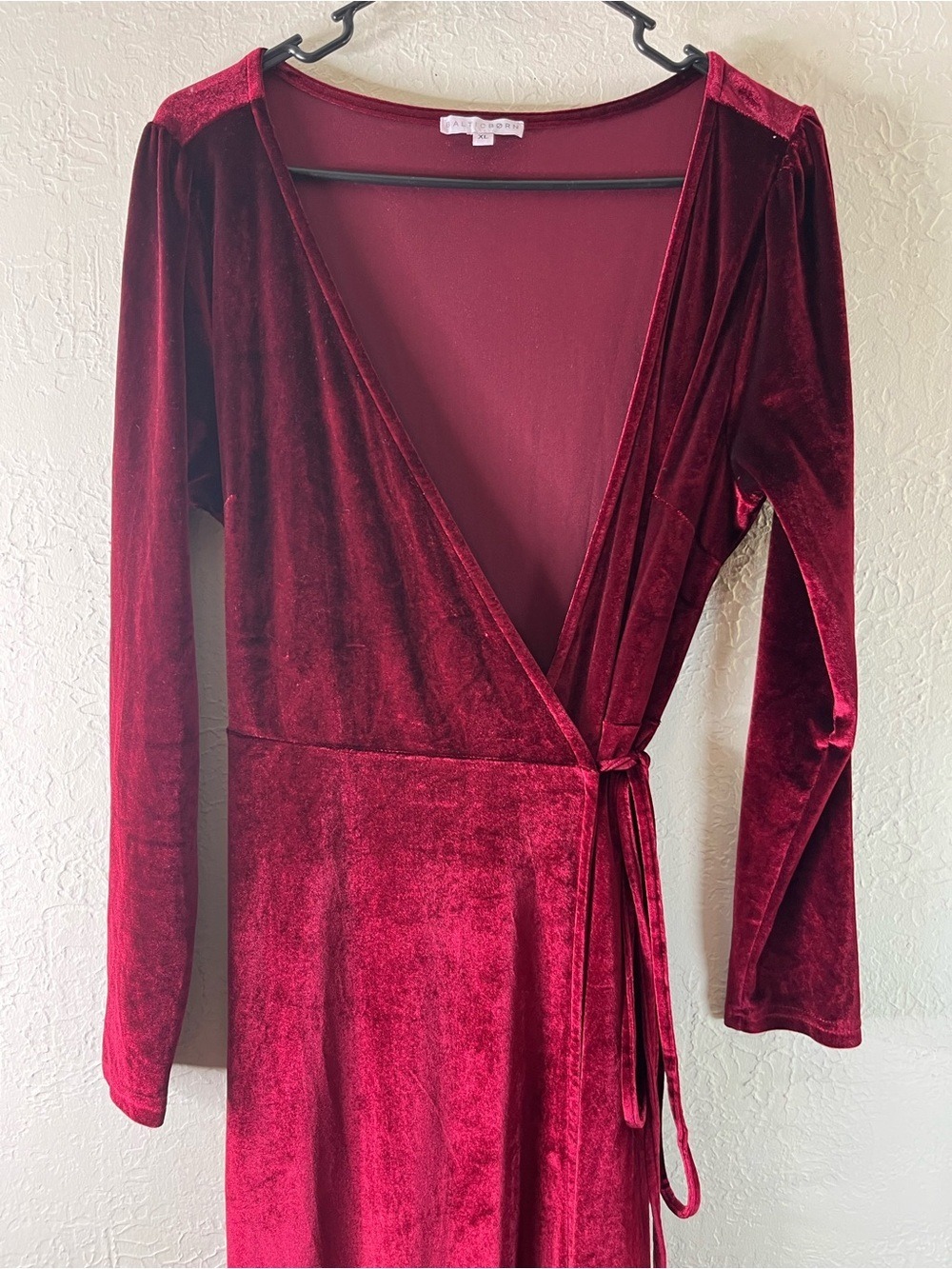 Baltic Born Sofia Velvet Wrap Maxi Dress in Mulberry Burgundy - Picture 5 of 16